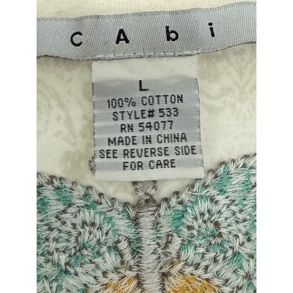 CAbi Womens Large #533 Embroidered Beaded Floral Print Butterfly Tank Top Flawed - Picture 6 of 9